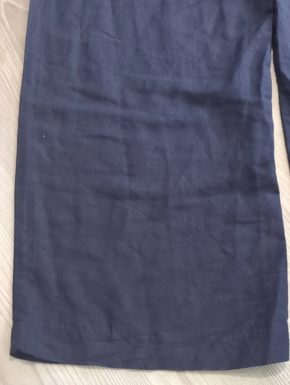 H&M Linen Blend Wide Leg Pull On Pants Blue Medium Elastic Waist Pockets